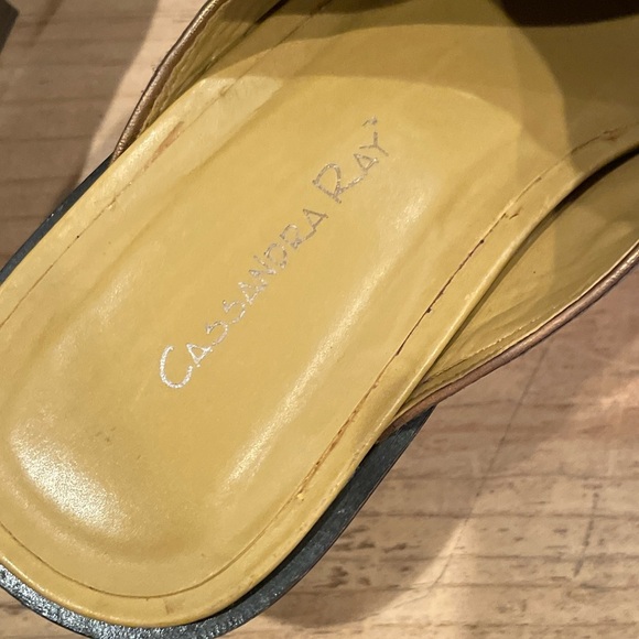 Cassandra Ray Brown Leather Blue Stitch Mules Slip on Booties Western Rodeo 7.5M - Picture 5 of 8